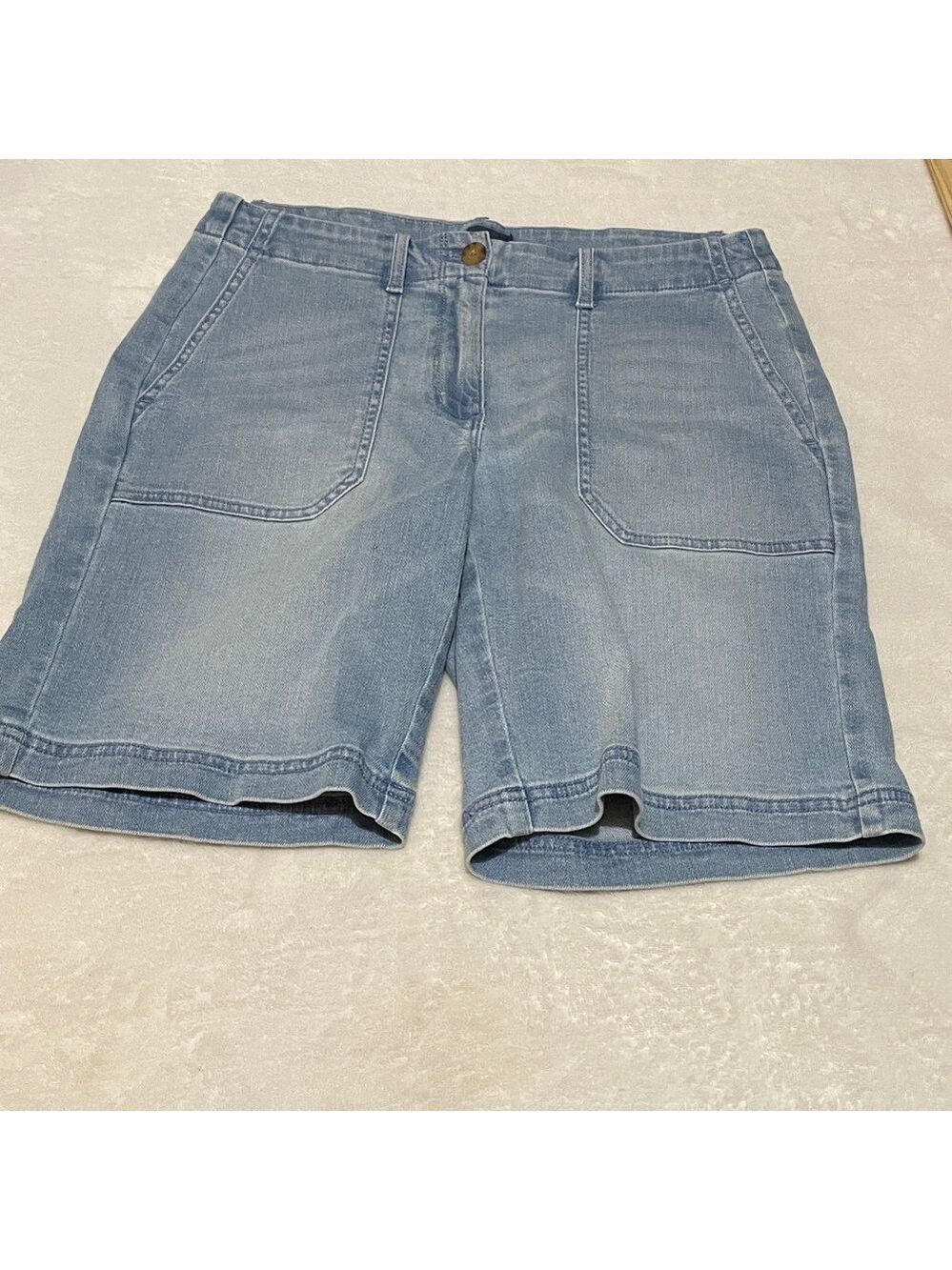 J. Jill Light Blue Patch Pocket Denim Jean Shorts Sz 6 - Picture 11 of 11